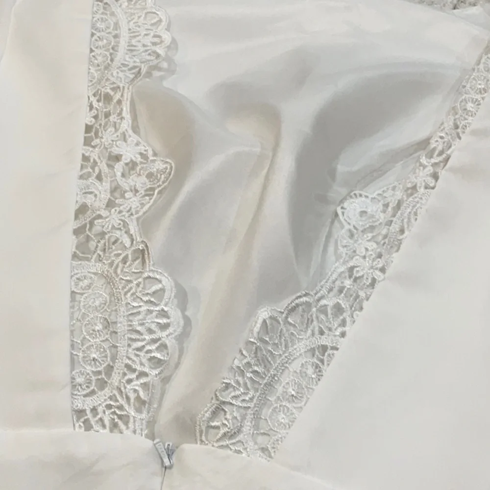 Chiffon long sleeve with lace cuffs boho wedding dress size 10 - Picture 8 of 9